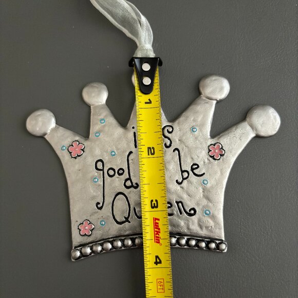 Engraved Custom Crown Solid Pewter It's Good To Be Queen Christmas Ornament - Picture 4 of 4
